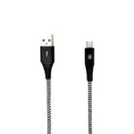 Braided black and white USB-A to micro-USB cable