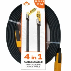 Braided black 4-in-1 fast charging cable