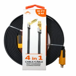 Black braided 4-in-1 charging cable